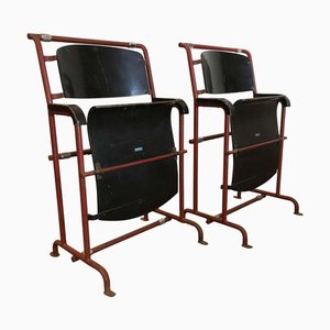 Juego de sillas plegables de contrachapado pintado en negro de Gerrit Rietveld para Hopmi Factory, años 30