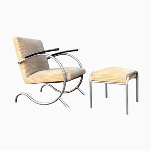 Set of Dutch Corduroy Lounge Chairs by Paul Schuitema for Fana, 1930s