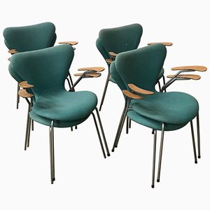 Fauteuils Butterfly Turquoise Modèle 3207 par Arne Jacobsen pour Fritz Hansen, 1990s, Set de 8