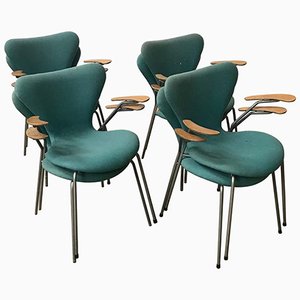 Turquoise Model 3207 Butterfly Armchairs by Arne Jacobsen for Fritz Hansen, 1990s, Set of 8