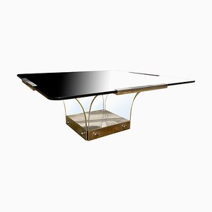 Tavolino da caffè vintage in vetro acrilico e vetro
