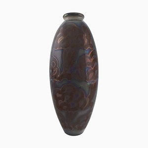 Große Jugendstil Höganäs Vase aus glasierter Keramik, 1920er