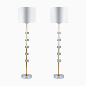 Swedish Floor Lamps by Carl Fagerlund for Orrefors, 1960s, Set of 2