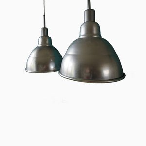 Industrial French Pendant Lights, 1950s, Set of 2