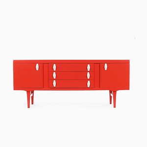 Red Lacquered Wood Console Table, 1960s