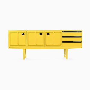 Consolle in legno laccato giallo, anni '60