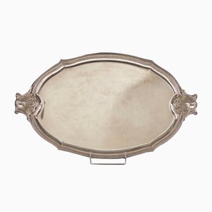 Large Regency Style Silver Plated Metal Tray with Two Handles