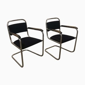 Set of Dutch Black Tubular Dining Chairs, 1930s
