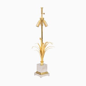 Reeds Table Lamp in Gilt and Silvered Bronze Attributed to Maison Charles, 1970s