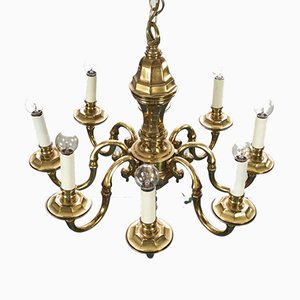 Gold and Metal 8-Light Chandelier, 1970s