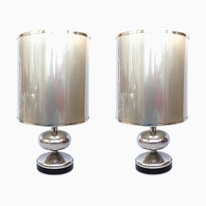 Spanish Chrome Table Lamps, 1970s, Set of 2