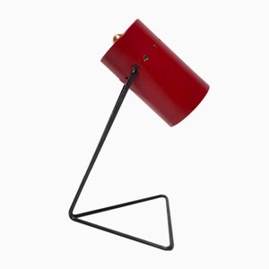 Lámpara de mesa italiana pequeña en rojo, años 50