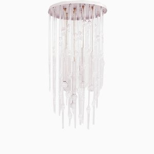 Lámpara de techo en cascada italiana de cristal de Murano, años 60