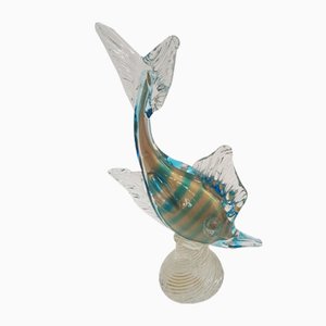 Poisson en Verre Murano avec Fils Dorés, 1950s