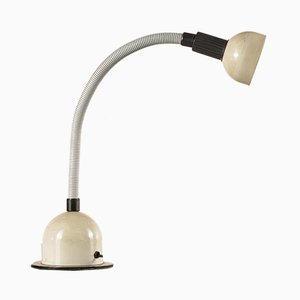 Lampe de Bureau Blanche Vintage avec Tige Articulée, Italie, 1980s