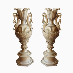 Antique Alabaster Vases, Set of 2
