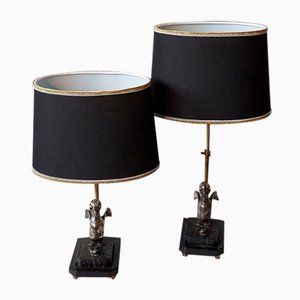 Vintage Metal Animal Telescope Table Lamps, Set of 2