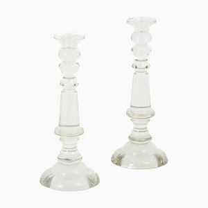 Antique Louis-Philippe Candleholders in Crystal, Set of 2