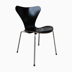 Schwarzer Mid-Century 3107 Stuhl von Arne Jacobsen für Fritz Hansen, 1950er