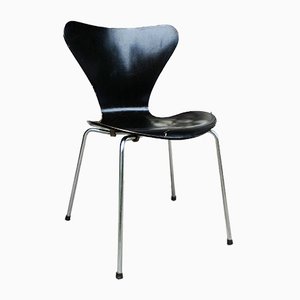 Chaise de Salon 3107 Noire par Arne Jacobsen pour Fritz Hansen, 1966