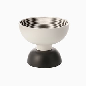 Alzata Cream and Black Bowl by Ettore Sottsass for Bitossi, 2015