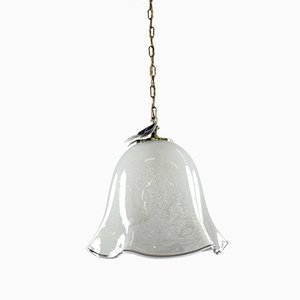 Lámpara colgante vintage en forma de campana de vidrio de Doria Leuchten, años 60