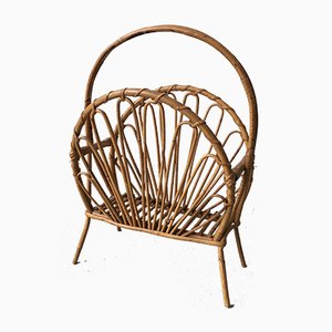 Mid-Century Bamboo and Rattan Magazine Rack, 1950s