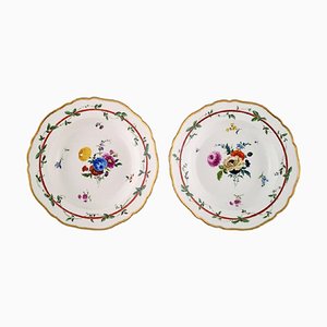 Antique Meissen Deep Plates in Pierced Porcelain with Floral Motifs, Set of 2