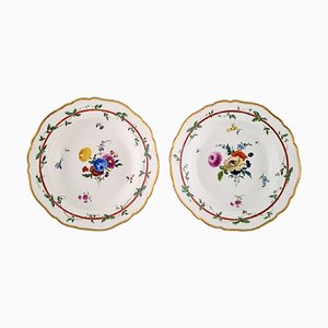 Antique Meissen Deep Plates in Pierced Porcelain with Floral Motifs, Set of 2