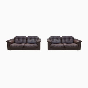 Braune 2-Sitzer Ledersofas von de Sede, 1983, 2er Set