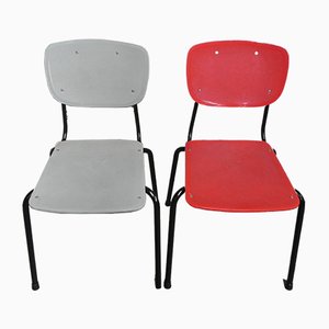 Chaise de Bureau Vintage Rouge et Gris, 1960s