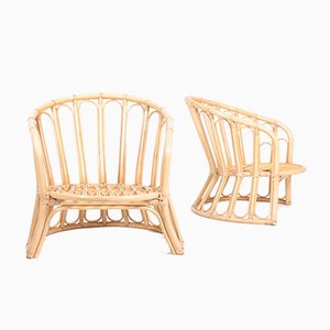 Set of Mid-Century Danish Bamboo Lounge Chairs, 1960s