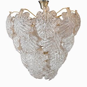 Lámpara de techo Mid-Century con hojas de cristal de Murano de Mazzega