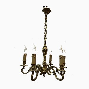 Lámparas de araña Louis XV estilo de bronce y lustre, años 50. Juego de 3