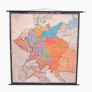 Mappa scolastica della Germania di Haach Hertzburg per Perthes Darmstadt, anni '50