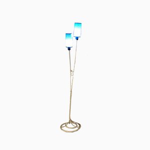 Lámpara de pie en azul blanco, años 60
