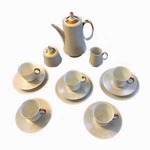 Servicio de té de porcelana para 3 personas de Hutschenreuther, años 30. Juego de 18