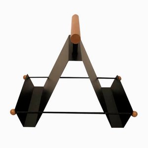 Magazine Rack in Iron and Wood, Italy, 1980s