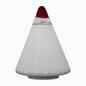 Lampada Cone in vetro opalino rosso e bianco di Giusto Toso per Leucos, anni '30