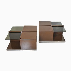 Tavolo da bar in legno laccato e vetro, anni '70