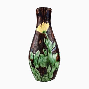 Große Jugendstil Vase aus glasierter Keramik von Møller & Bøgely, Dänemark