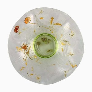 Antike Schale aus mundgeblasenem Kunstglas von Emile Gallé, France