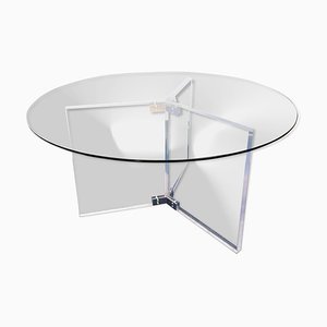 Large Acrylic Glass and Round Glass Dining Table, 1990s