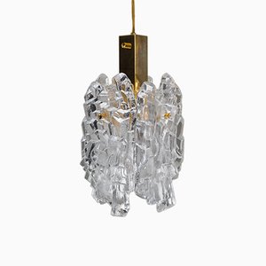 Gilt Ice Glass Pendant Lamp by J. T. Kalmar for Kalmar, 1950s