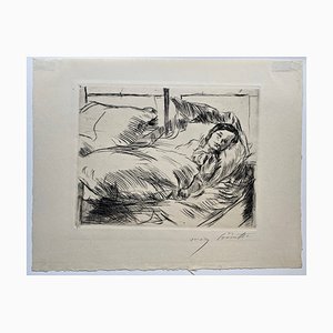 Impressionist The Sick Child Etching by Lovis Corinth, 1918