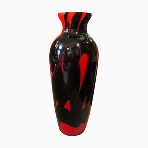 Mid-Century Red and Black Opaline Vase Attributed to Carlo Moretti, 1970s