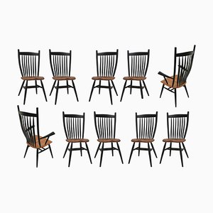 German Handcrafted Studio Oak Bent Chairs by Fabian Fischer, 2019, Set of 10