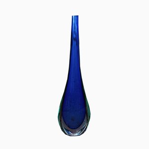 Blaue Sommerso Vase von Flavio Poli für Seguso, 1960er
