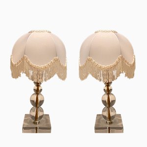 Vintage Glass Table Lamps, 1970s, Set of 2