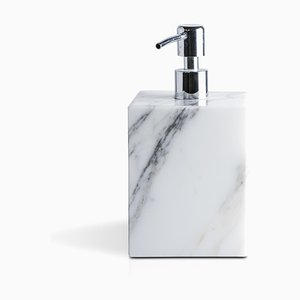 White Carrara Marble Squared Soap Dispenser from Fiammettav Home Collection, 2019